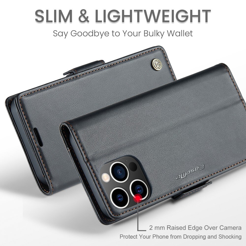 Slim Plånboksfodral RFID-skydd Apple iPhone 14 Pro Svart