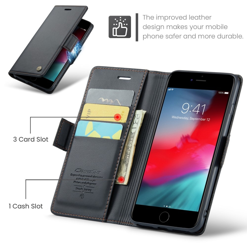 Slim Plånboksfodral RFID-skydd iPhone 7 Plus/8 Plus svart