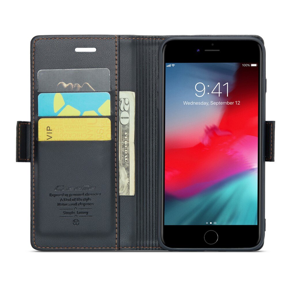 Slim Plånboksfodral RFID-skydd iPhone 7 Plus/8 Plus svart