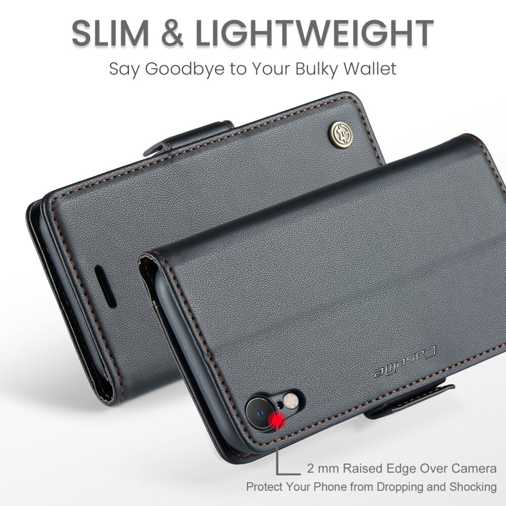Slim Plånboksfodral RFID-skydd iPhone Xr Svart