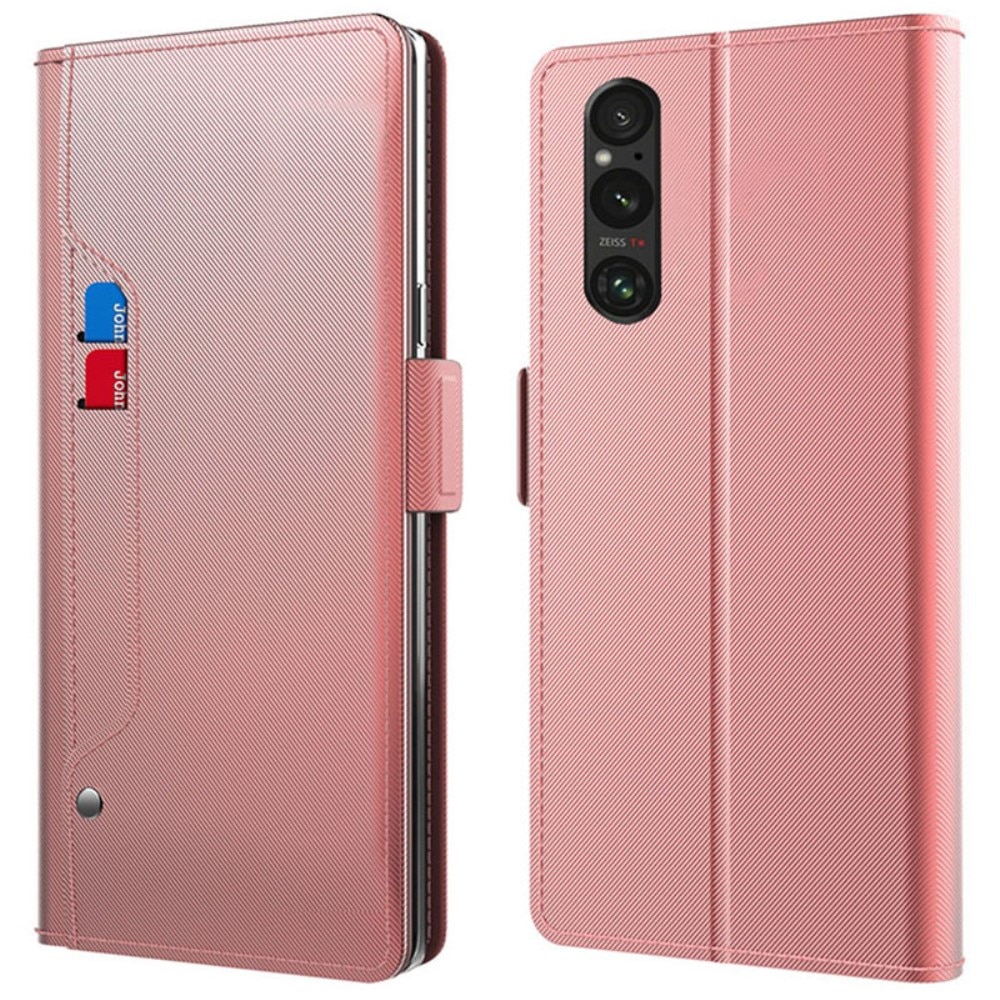 Plånboksfodral Spegel Sony Xperia 1 V rosa guld