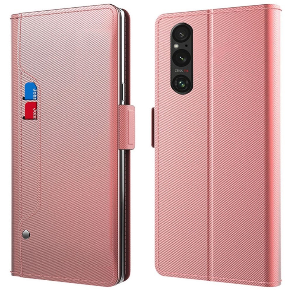 Plånboksfodral Spegel Sony Xperia 1 VI rosa guld