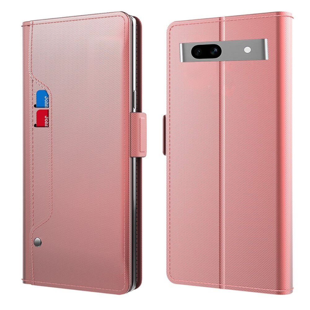 Plånboksfodral Spegel Google Pixel 7a rosa guld