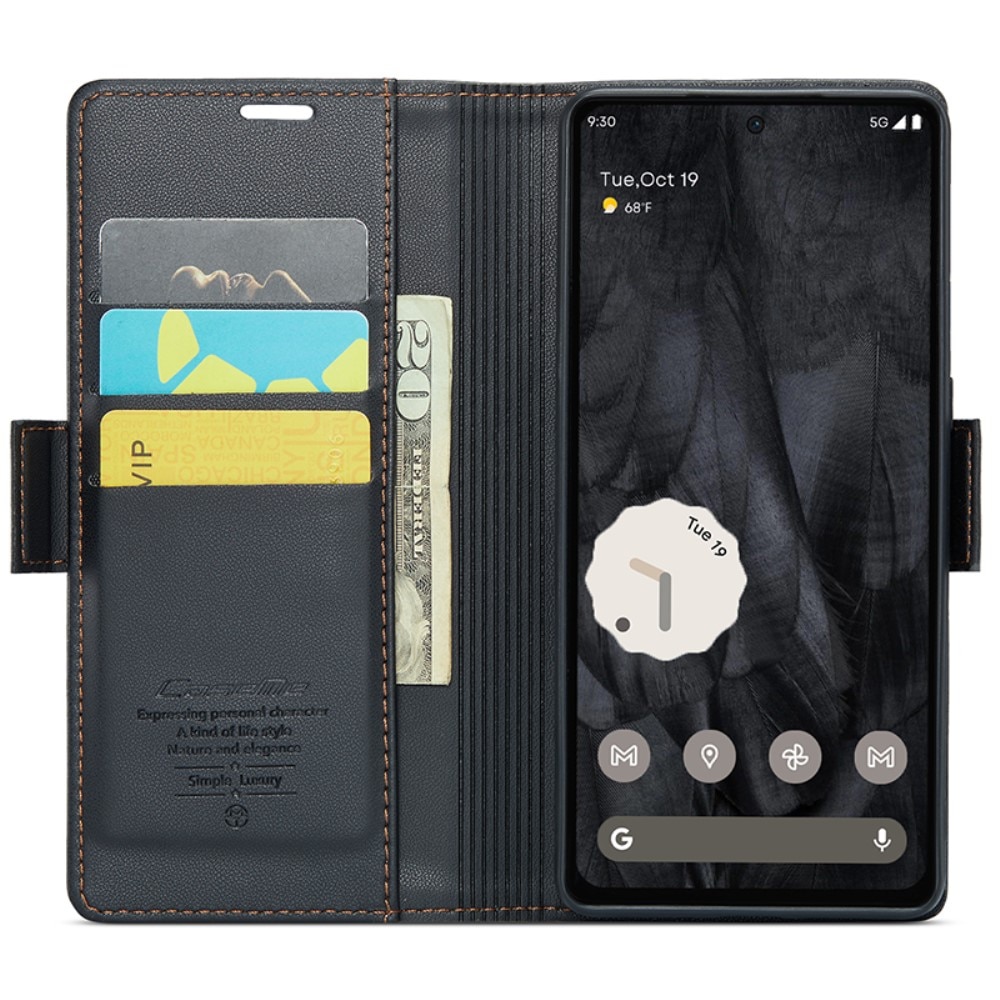 Slim Plånboksfodral RFID-skydd Google Pixel 8 Pro svart