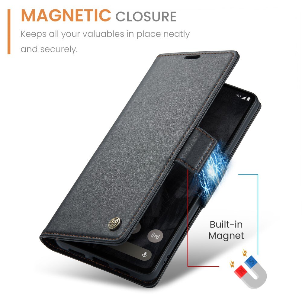 Slim Plånboksfodral RFID-skydd Google Pixel 8 Pro Svart