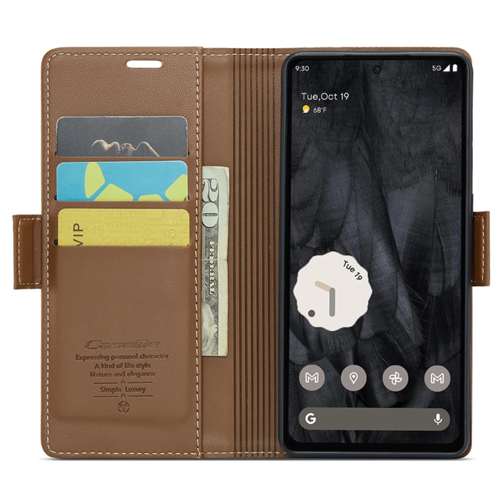Slim Plånboksfodral RFID-skydd Google Pixel 8 Pro Brun