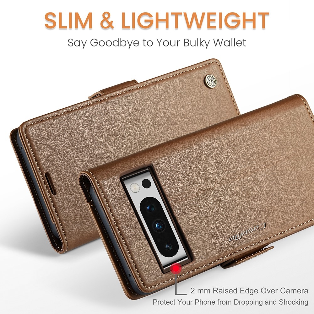 Slim Plånboksfodral RFID-skydd Google Pixel 8 Pro Brun
