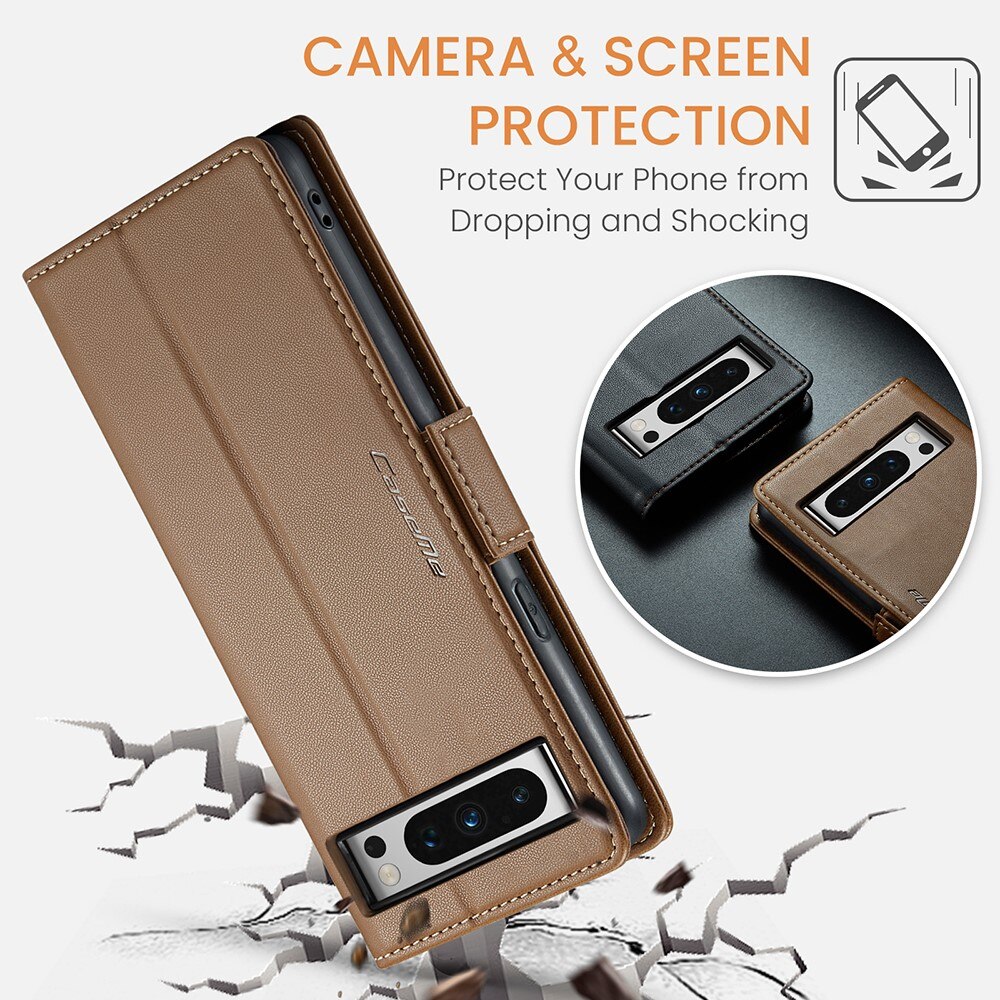 Slim Plånboksfodral RFID-skydd Google Pixel 8 Pro Brun