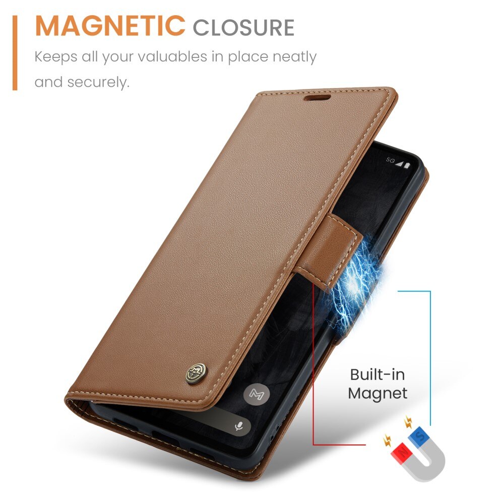 Slim Plånboksfodral RFID-skydd Google Pixel 8 Pro Brun