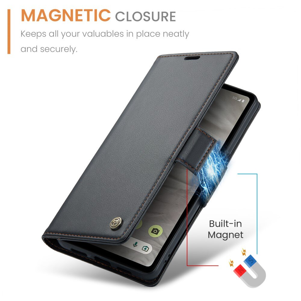 Slim Plånboksfodral RFID-skydd Google Pixel 7a Svart