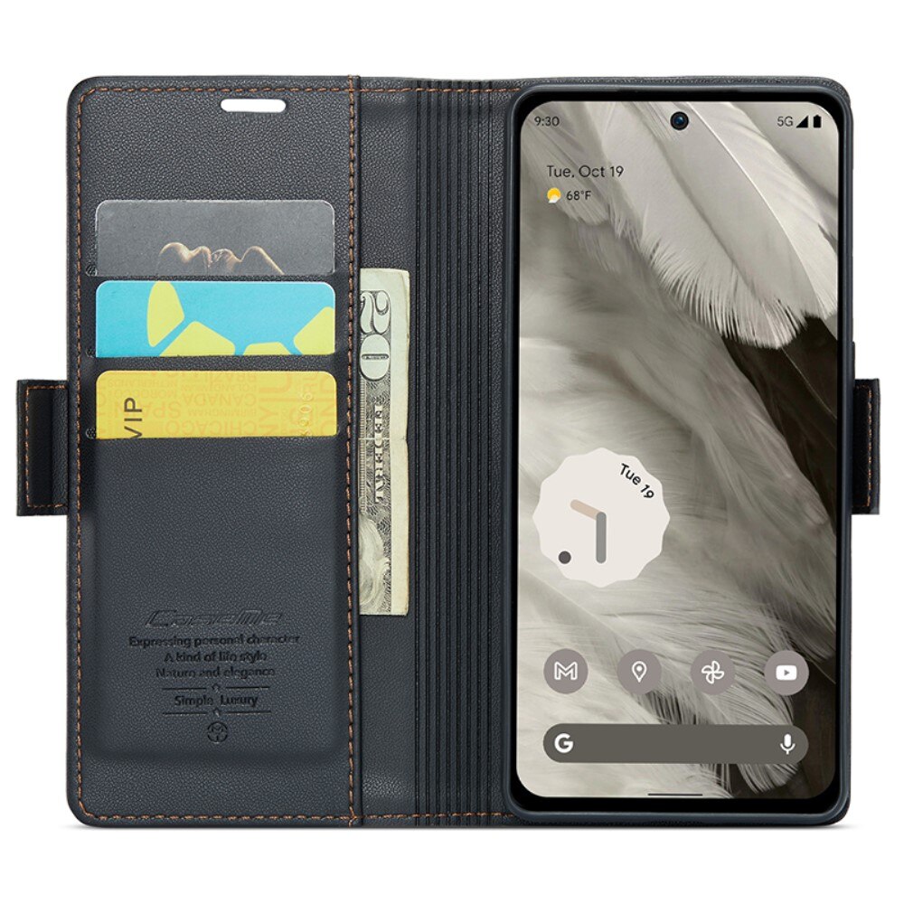 Slim Plånboksfodral RFID-skydd Google Pixel 8 svart