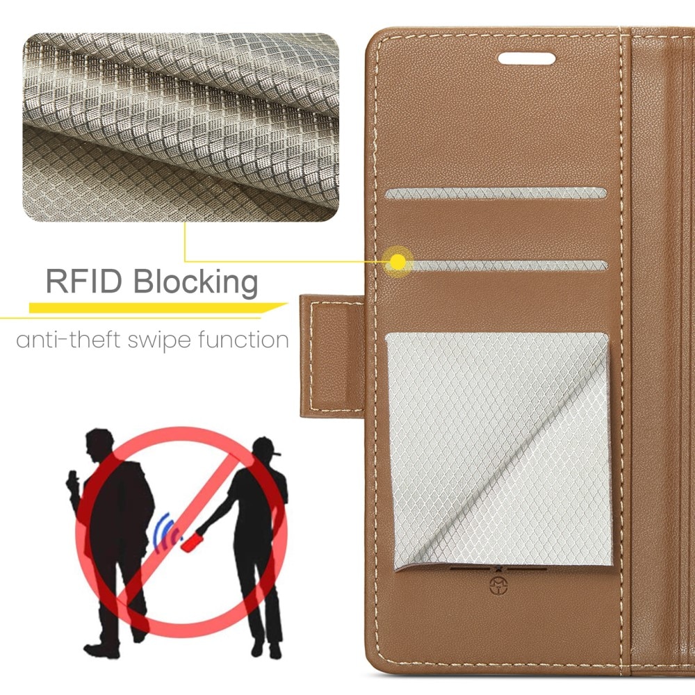 Slim Plånboksfodral RFID-skydd Google Pixel 8 brun