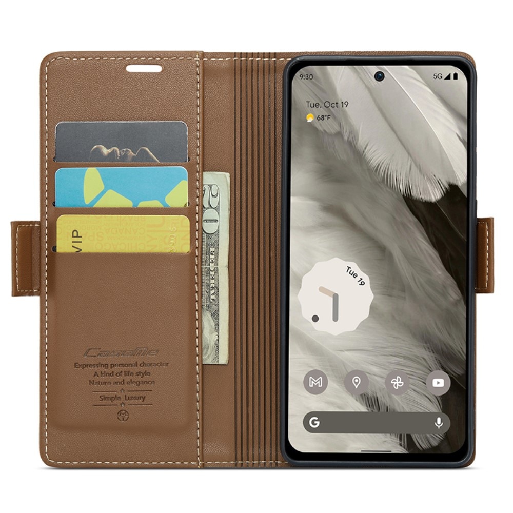 Slim Plånboksfodral RFID-skydd Google Pixel 8 brun