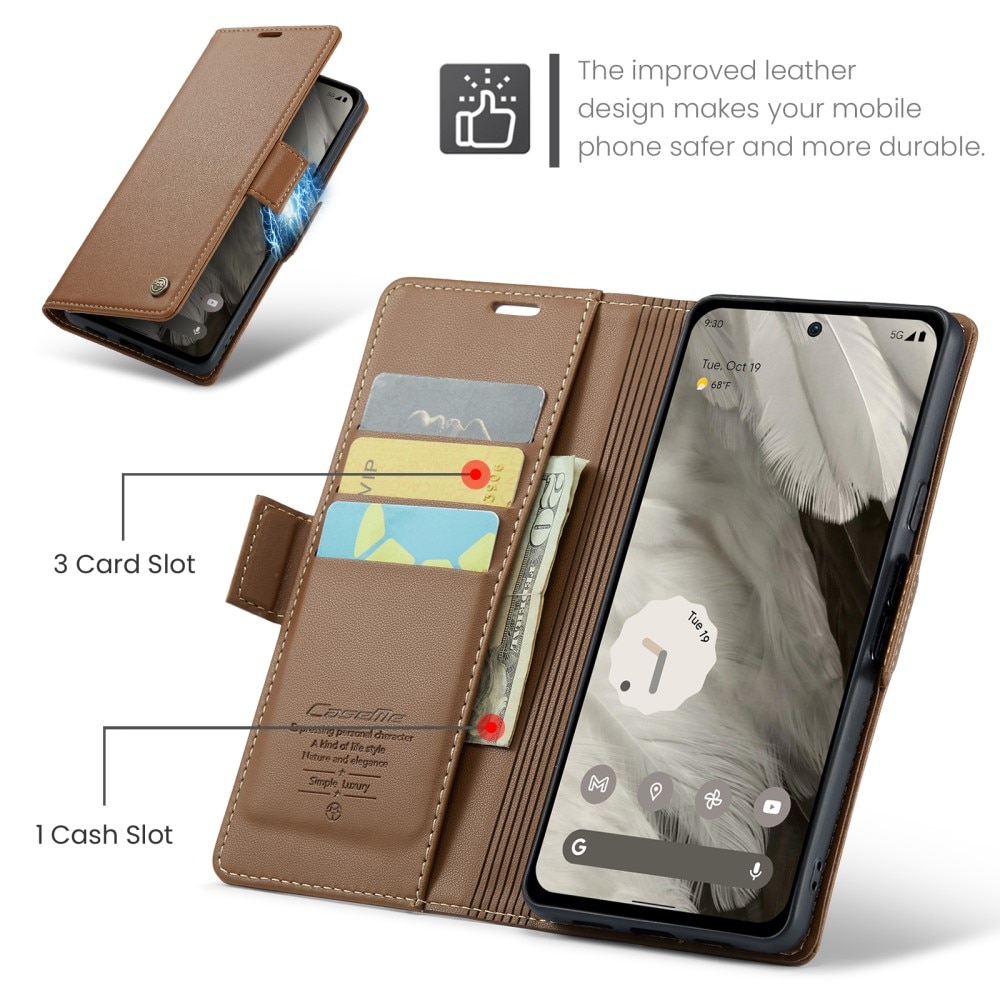 Slim Plånboksfodral RFID-skydd Google Pixel 8 brun