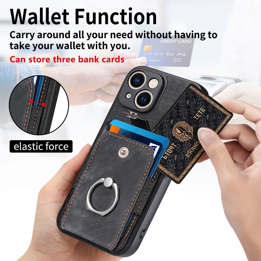 Plånboksskal med Greppring iPhone 14 svart