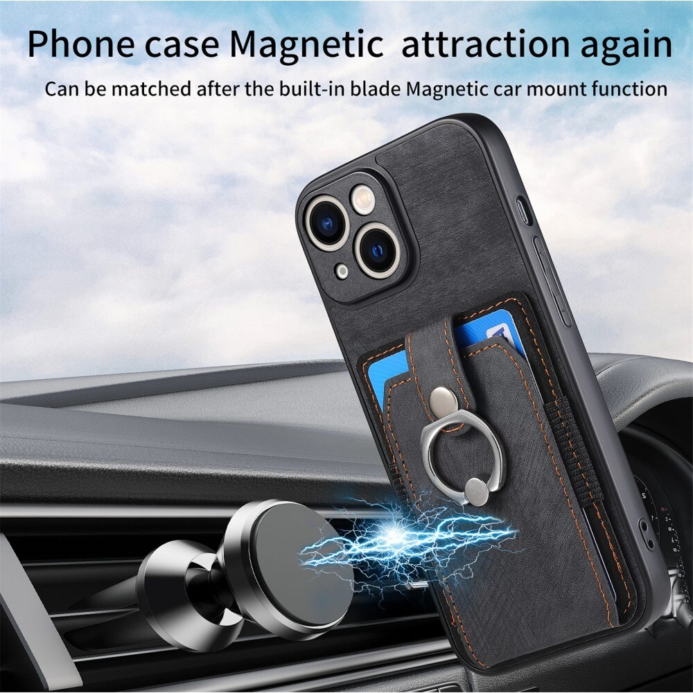 Plånboksskal med Greppring iPhone 14 svart