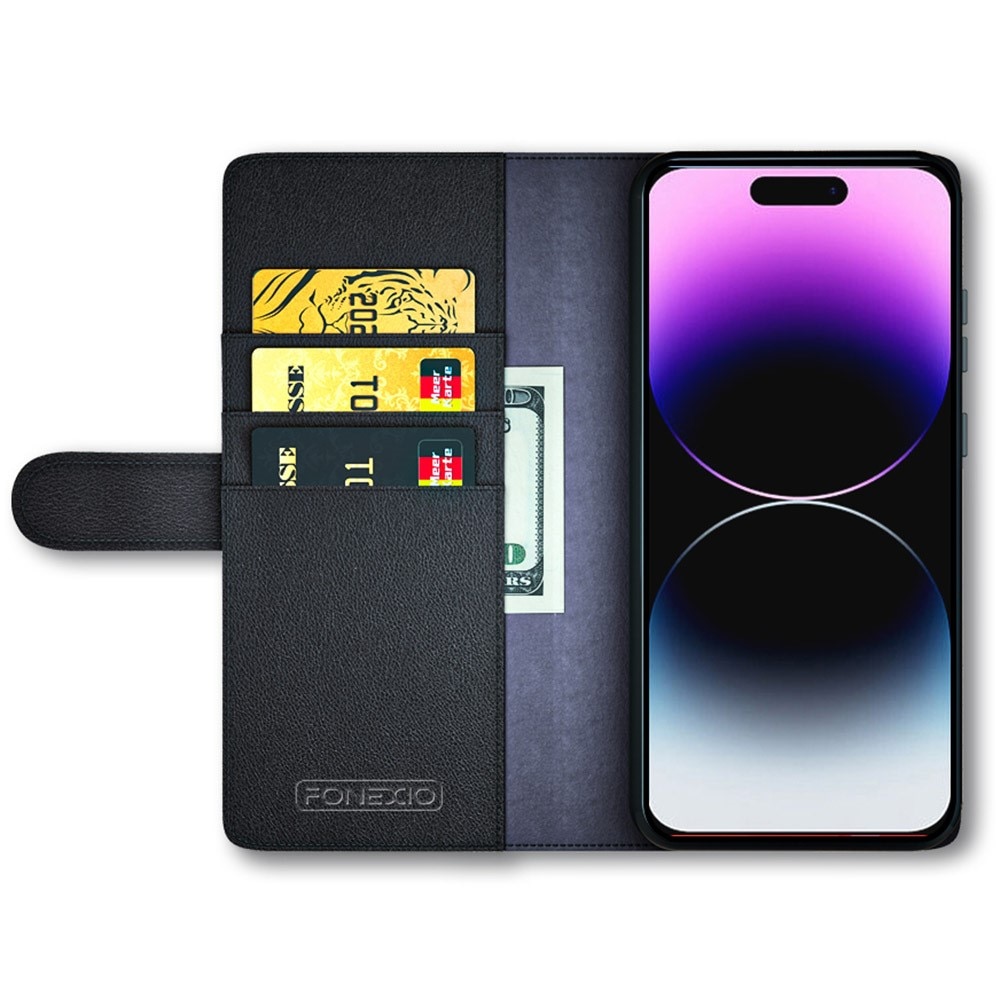 Äkta Läderfodral iPhone 15 Pro Max Svart
