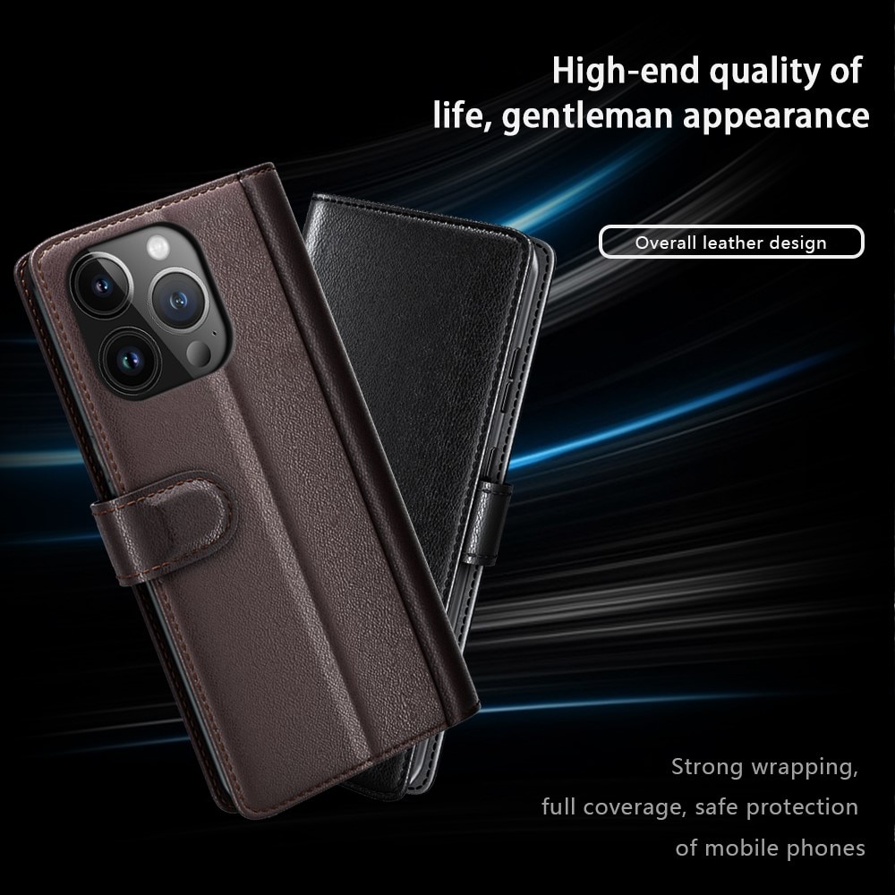 Äkta Läderfodral iPhone 15 Pro Max Svart