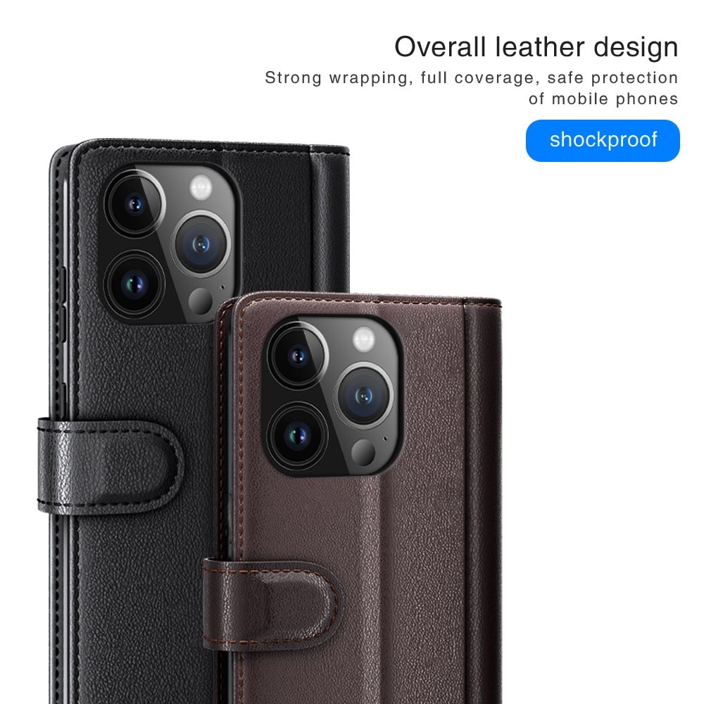 Äkta Läderfodral iPhone 15 Pro Max Svart