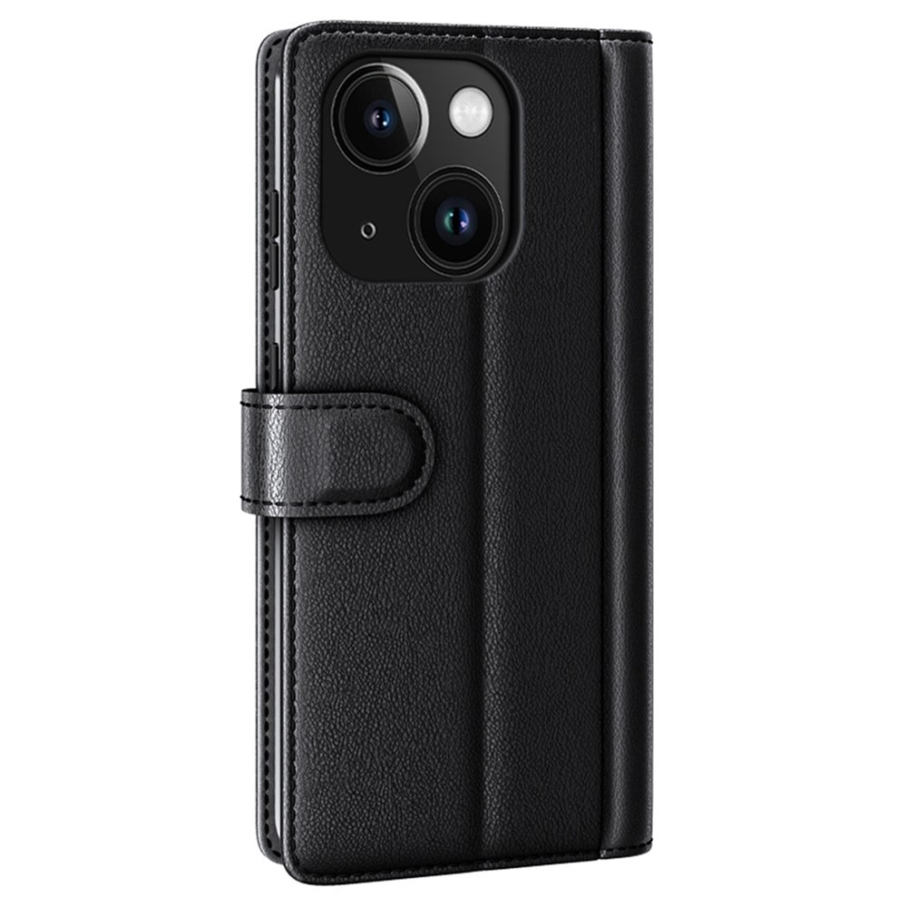 Äkta Läderfodral iPhone 15 Plus Svart