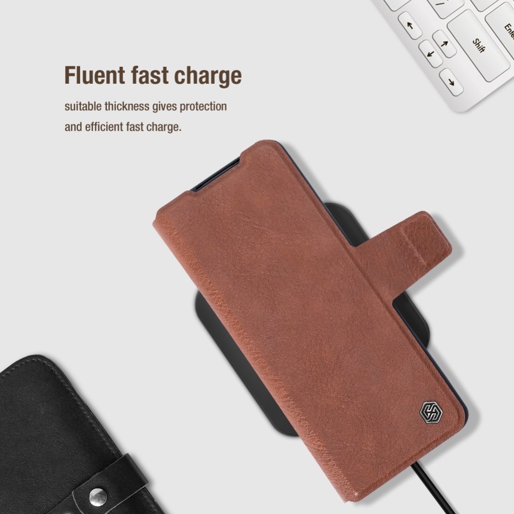 Leather Case with Pen Slot Samsung Galaxy Z Fold 5 brun