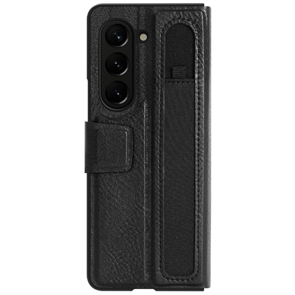 Leather Case with Pen Slot Samsung Galaxy Z Fold 5 svart