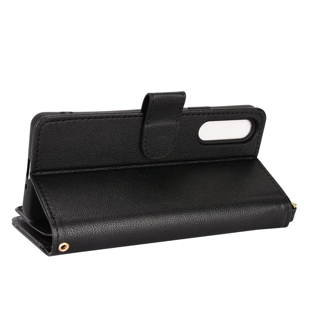 Läderplånbok Multi-slot Zipper Sony Xperia 10 V svart