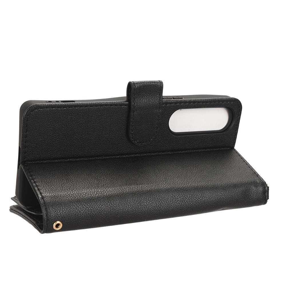 Läderplånbok Multi-slot Zipper Sony Xperia 1 V svart