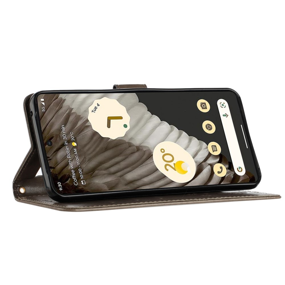 Läderfodral Fjärilar Google Pixel 8 Pro Grå