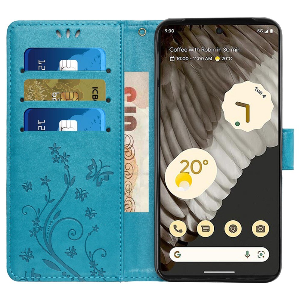 Läderfodral Fjärilar Google Pixel 8 Pro Blå