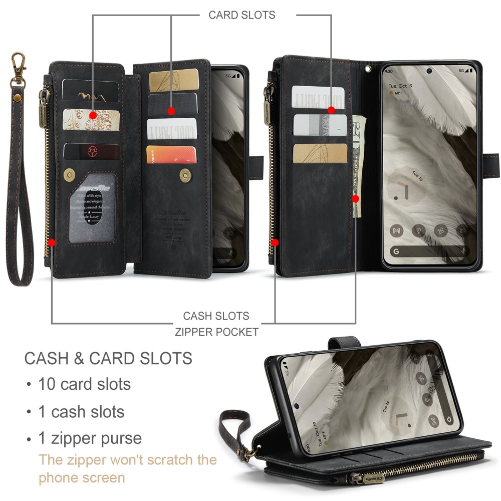 Zipper Plånboksfodral Google Pixel 8 Svart