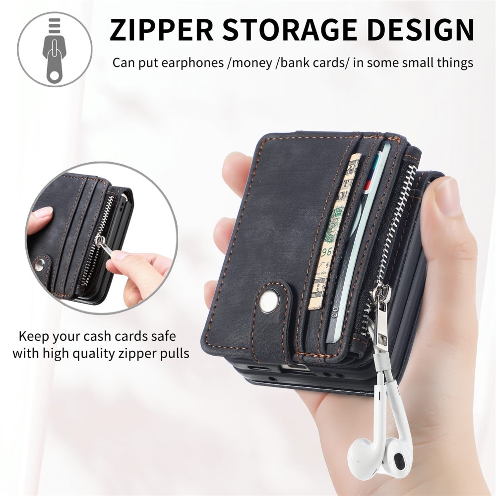 Mobilfodral Multi-slot Zipper Samsung Galaxy Z Flip 5 svart