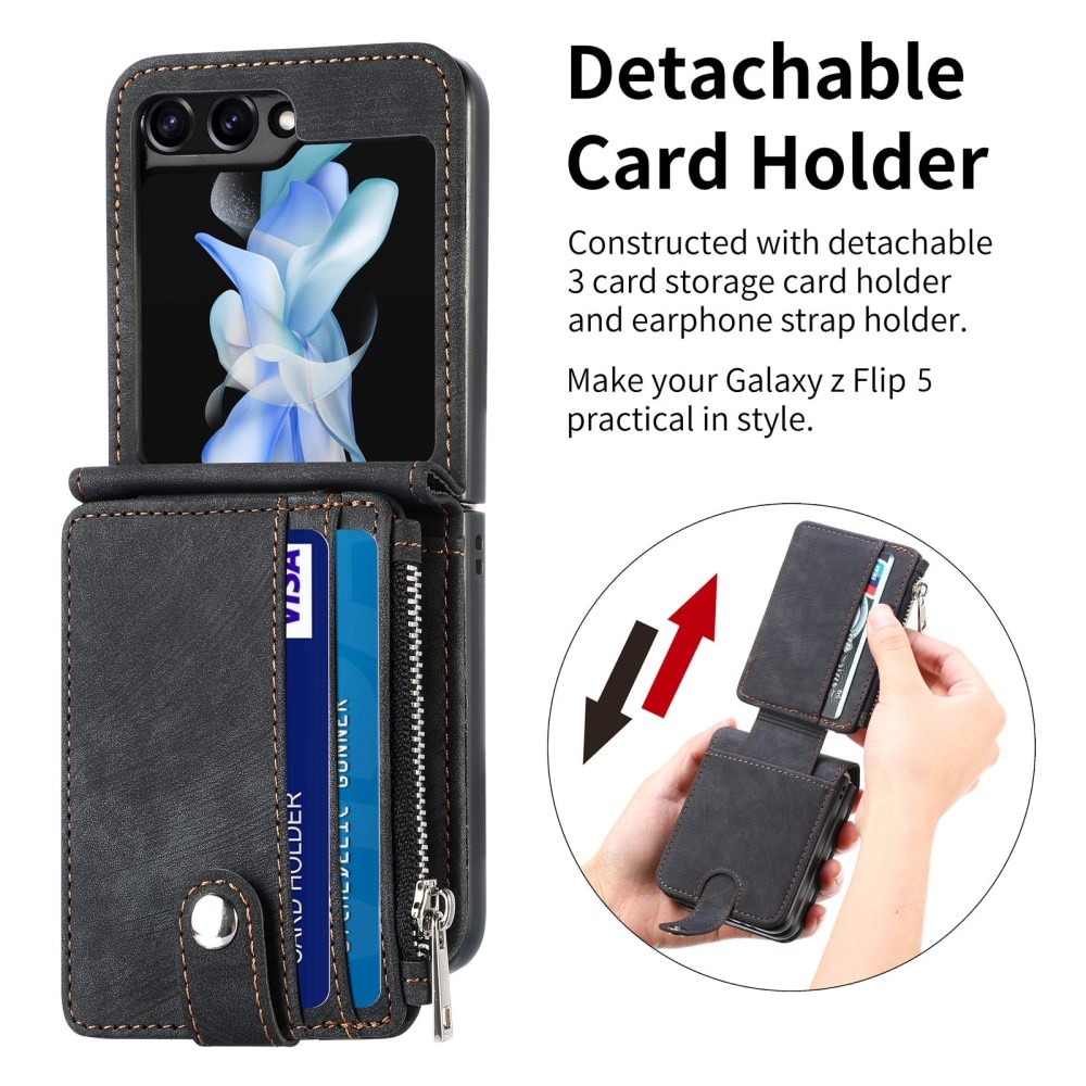 Mobilfodral Multi-slot Zipper Samsung Galaxy Z Flip 5 svart