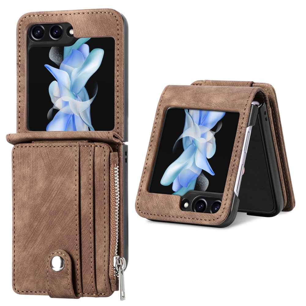 Mobilfodral Multi-slot Zipper Samsung Galaxy Z Flip 6 brun