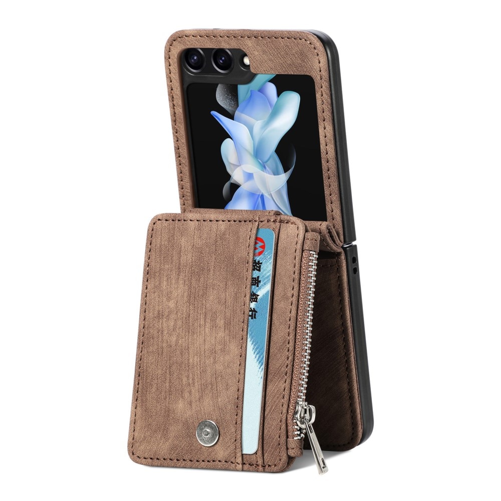 Mobilfodral Multi-slot Zipper Samsung Galaxy Z Flip 5 brun