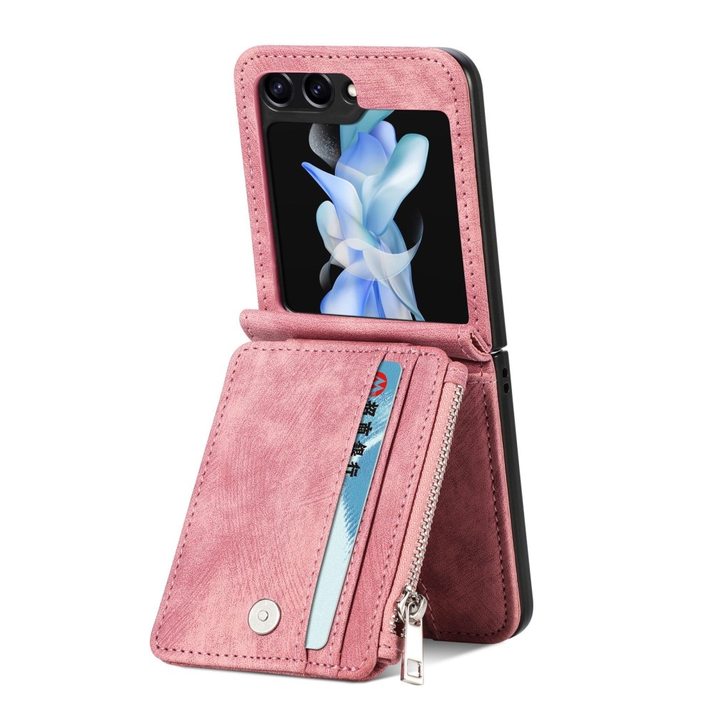 Mobilfodral Multi-slot Zipper Samsung Galaxy Z Flip 5 rosa
