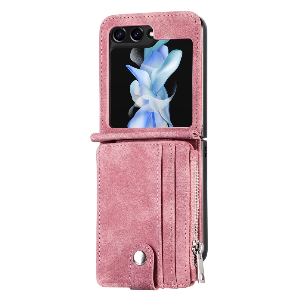 Mobilfodral Multi-slot Zipper Samsung Galaxy Z Flip 5 rosa