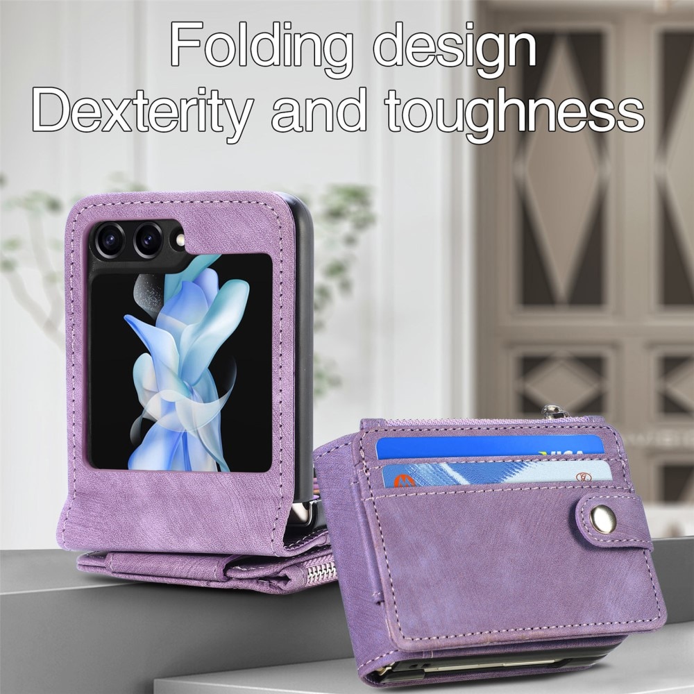 Mobilfodral Multi-slot Zipper Samsung Galaxy Z Flip 5 lila