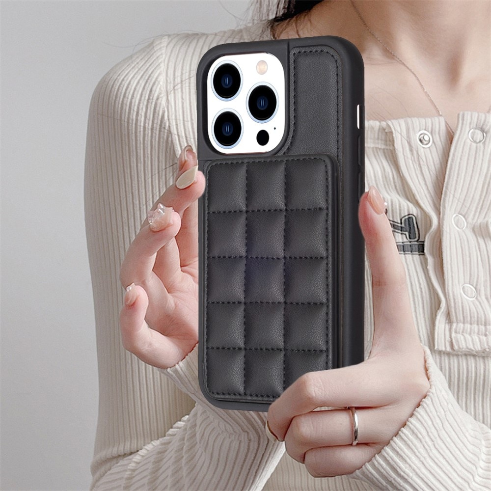 TPU Skal med Quiltad Plånbok iPhone 14 Pro svart