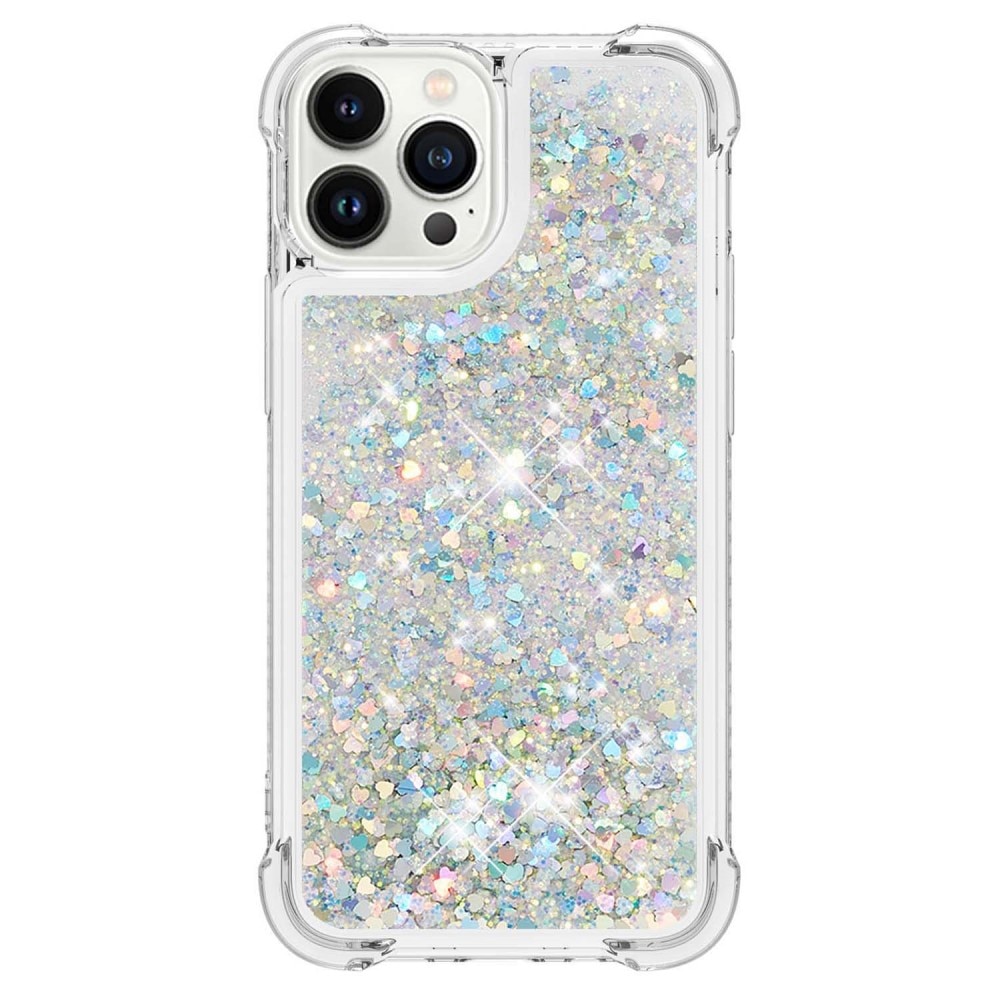 Glitter Powder TPU Skal iPhone 15 Pro silver