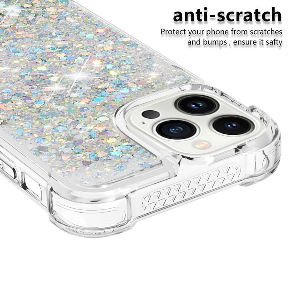 Glitter Powder TPU Skal iPhone 15 Pro silver