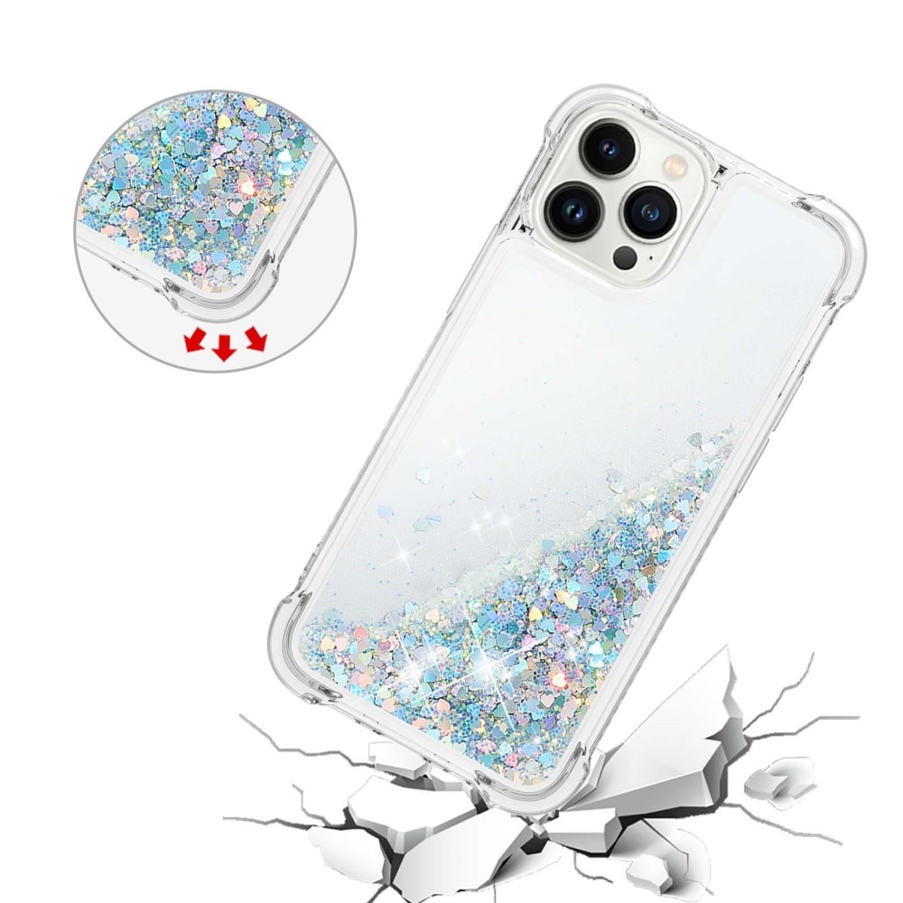 Glitter Powder TPU Skal iPhone 15 Pro silver