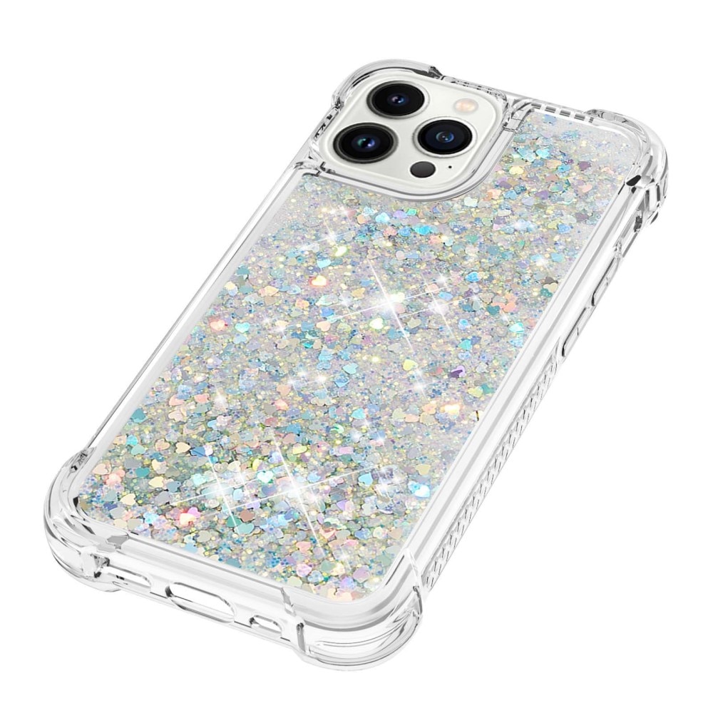 Glitter Powder TPU Skal iPhone 15 Pro silver