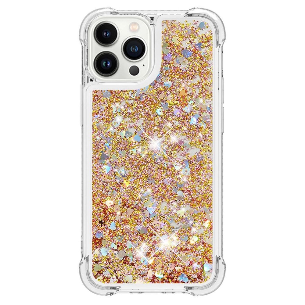 Glitter Powder TPU Skal iPhone 15 Pro guld