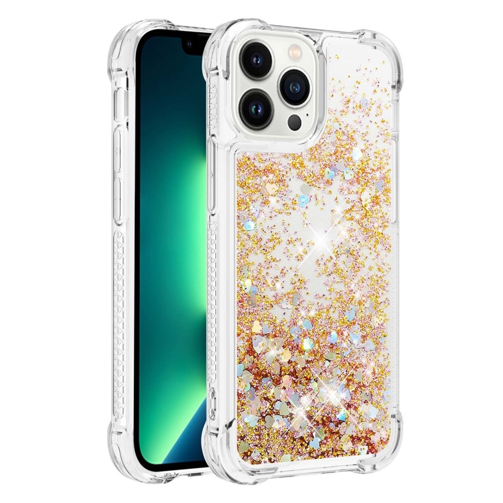 Glitter Powder TPU Skal iPhone 15 Pro guld