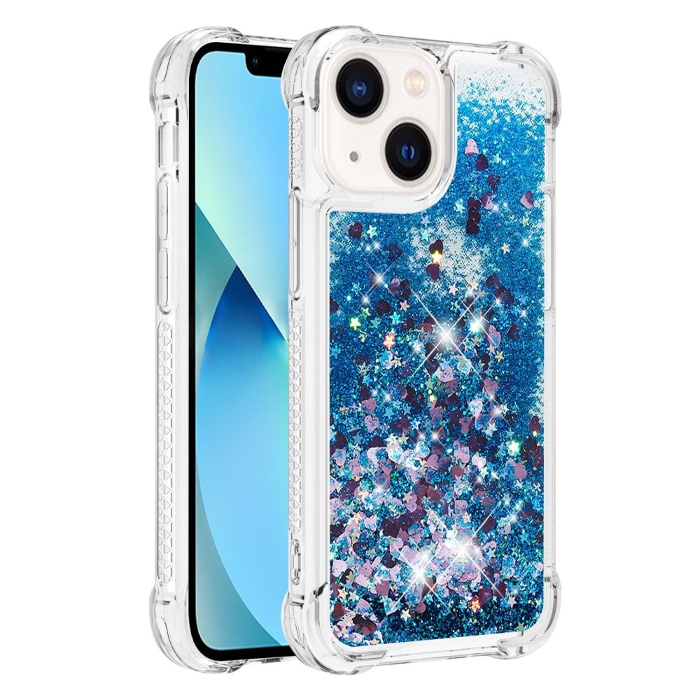 Glitter Powder TPU Skal iPhone 15 blå