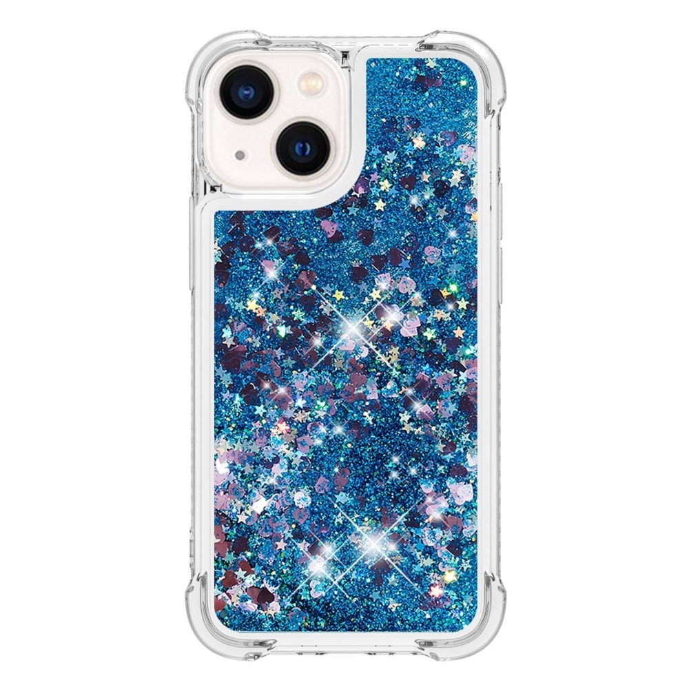 Glitter Powder TPU Skal iPhone 15 blå