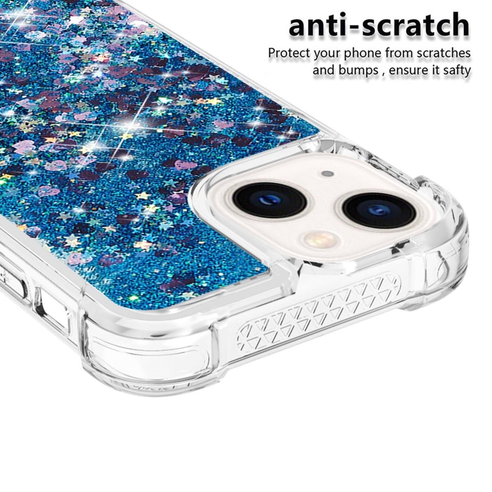 Glitter Powder TPU Skal iPhone 15 blå