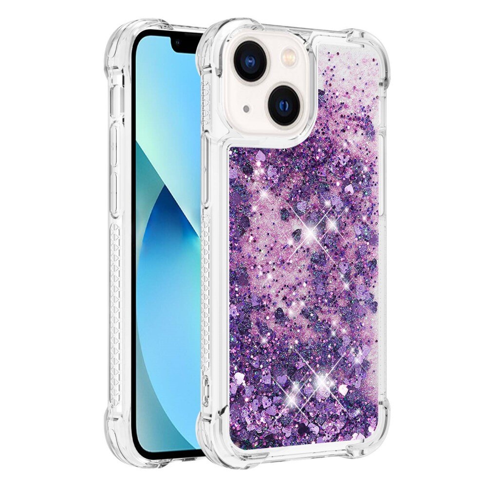 Glitter Powder TPU Skal iPhone 15 lila