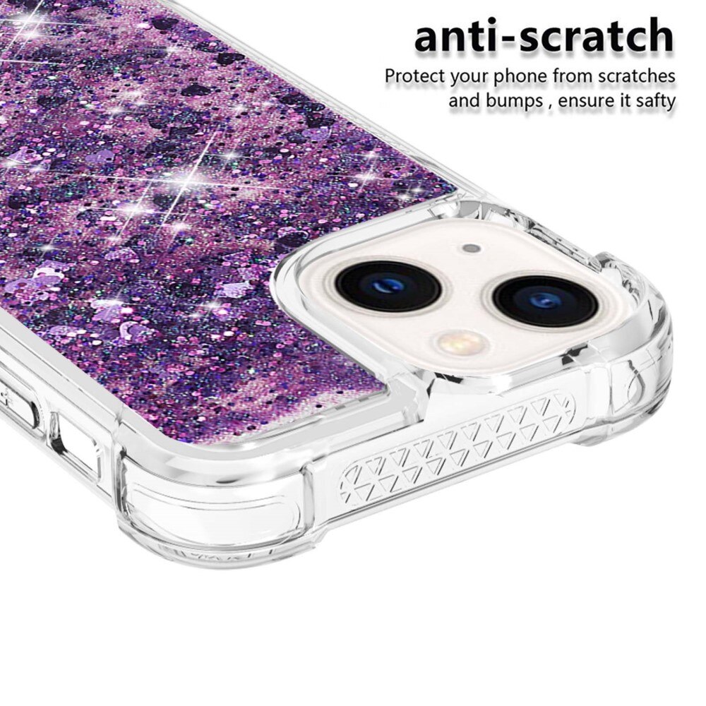 Glitter Powder TPU Skal iPhone 15 lila